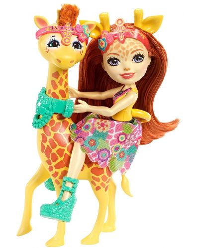 Кукличка с животниче Mattel Enchantimals - Gillian Giraffe и Pawl - 3