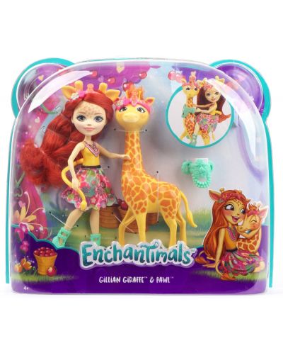 Кукличка с животниче Mattel Enchantimals - Gillian Giraffe и Pawl - 1