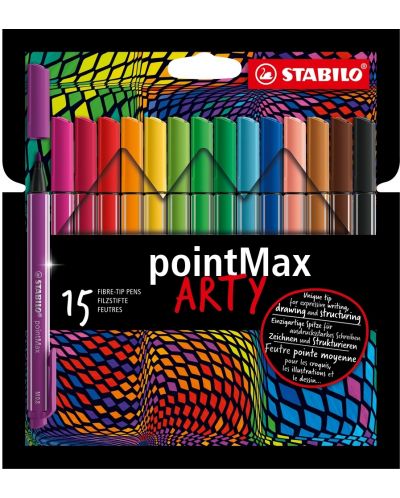 Флумастери Stabilo Arty - pointMax, 15 цвята - 1