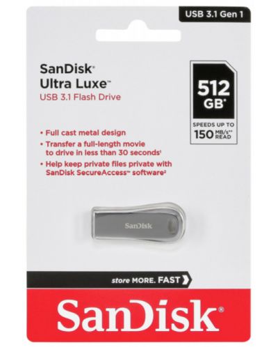 Флаш памет SanDisk - Ultra Luxe, 512GB, USB 3.1 - 4