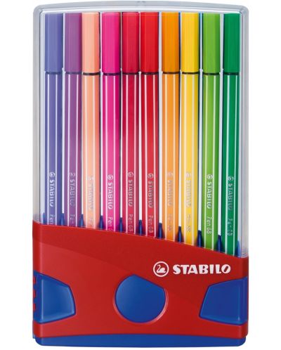 Комплект флумастери Stabilo Pen 68 - 20 цвята, тъмносиня кутия - 1