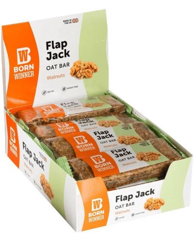 Flap Jack Oat Bar, орех, 12 броя, Born Winner - 1