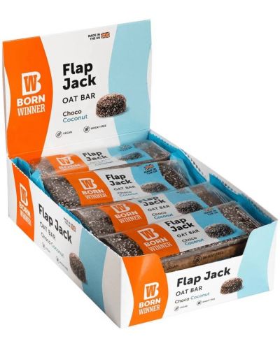 Flap Jack Oat Bar, шоколад с кокос, 12 броя, Born Winner - 1