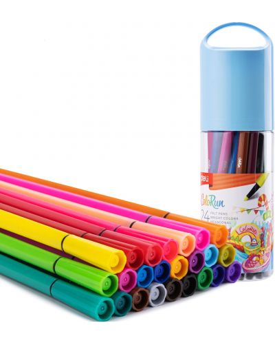 Флумастери Deli Colorun - EC156-24, 24 цвята, в тубус - 1