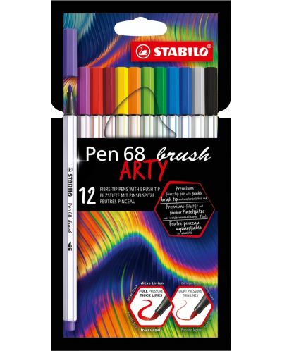 Флумастери Stabilo Arty - Pen 68 Brush, 12 цвята - 1