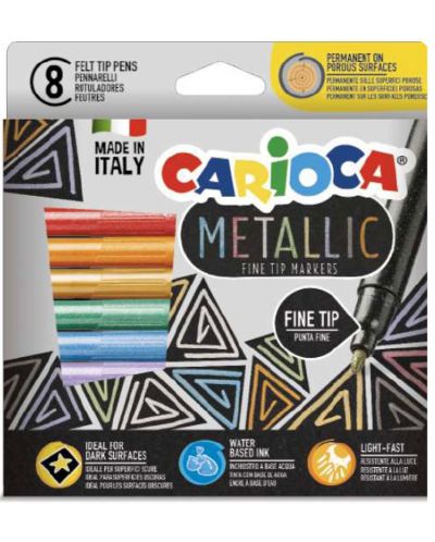 Флумастери Carioca - Metallic, 8 цвята - 1