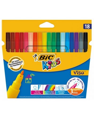 Флумастери BIC Kids Visa - 18 цвята - 1