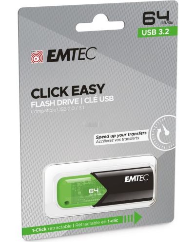 Флаш памет Emtec - B110 Click Easy, 64GB, USB 3.2 - 3