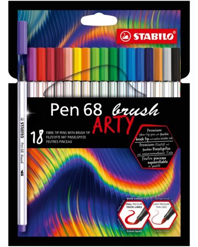 Флумастери Stabilo Arty - Pen 68 Brush, 18 цвята - 1