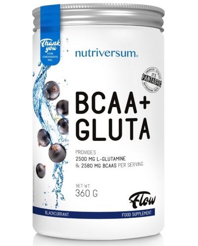 Flow BCAA + Gluta, касис, 360 g, Nutriversum - 1