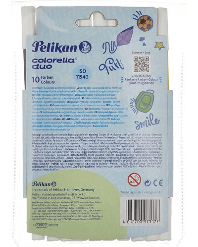 Флумастери Pelikan Colorella Duo - 10 цвята, 2 дебелини на писане - 2