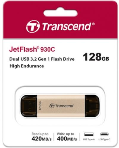 Флаш памет Transcend - Jetflash 930C, 128GB, USB-A/C - 5