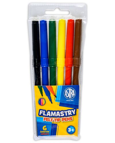 Флумастери Astrа - 6 цвята, с филц - 1