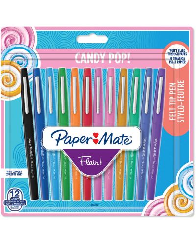 Флумастери Paper Mate Flair - Candy Pop, 12 цвята - 1