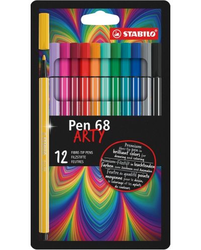 Флумастери Stabilo Arty - Pen 68, 12 цвята - 1