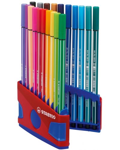 Комплект флумастери Stabilo Pen 68 - 20 цвята, тъмносиня кутия - 2