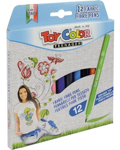 Флумастери Toy Color - Fabric, за текстил, 12 цвята - 1