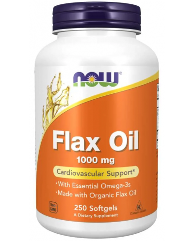 Flax Oil Organic, 1000 mg, 250 капсули, Now - 1
