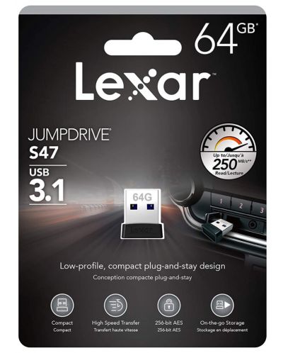 Флаш памет Lexar - JumpDrive S47, 64GB, USB 3.1 - 3