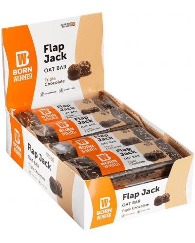 Flap Jack Oat Bar, троен шоколад, 12 броя, Born Winner - 1