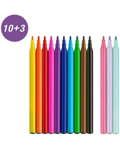 Флумастери Faber-Castell - Еднорог, 10 + 3 цвята - 2