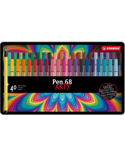 Флумастери Stabilo Arty - Pen 68, 40 цвята, метална кутия - 1