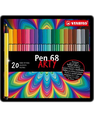 Флумастери Stabilo Arty - Pen 68, 20 цвята, метална кутия - 1