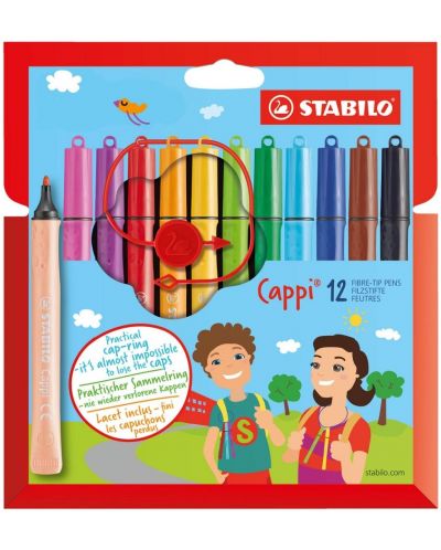 Флумастери Stabilo Cappi - 12 цвята - 1