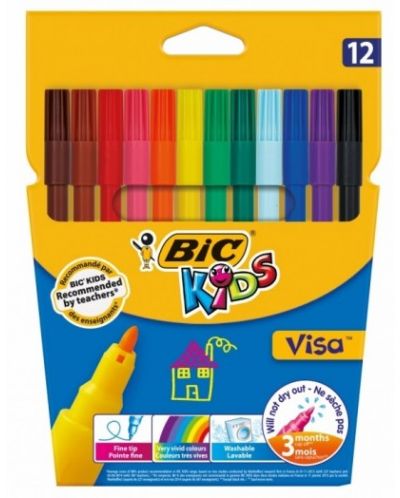 Флумастери BIC Kids Visa - 12 цвята - 1