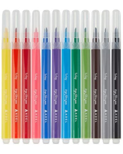Флумастери Adel - Ergo, 12 цвята, измиваеми - 2