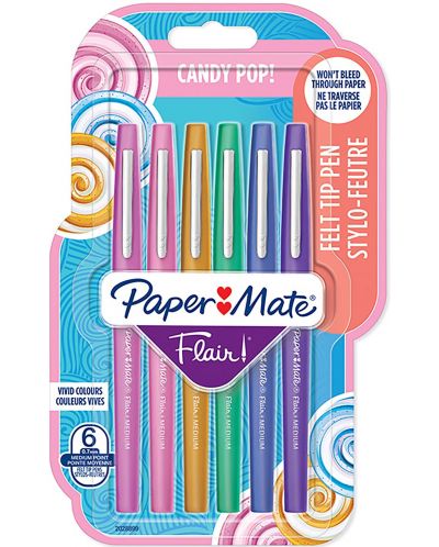 Флумастери Paper Mate Flair - Candy Pop, 6 цвята - 1