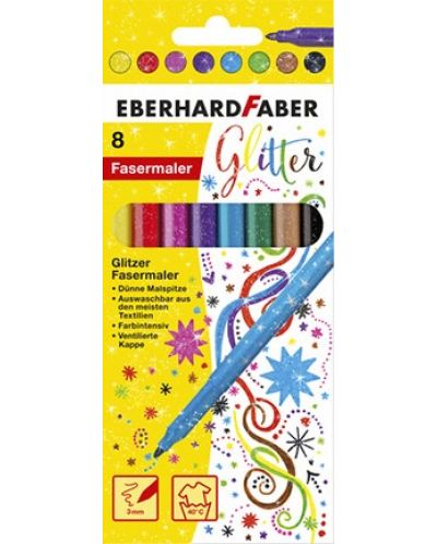 Флумастери Eberhard Faber - 8 цвята, блестящи - 1