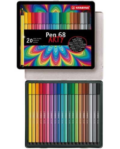 Флумастери Stabilo Arty - Pen 68, 20 цвята, метална кутия - 3