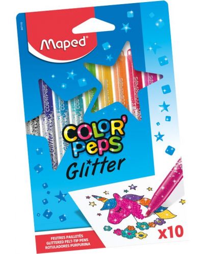 Флумастери Maped Colorpeps Glitter - 10 цвята, металикови - 1