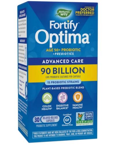 Fortify Optima Advanced Care Probiotic 90 Billion Age 50+, 30 капсули, Nature's Way - 1