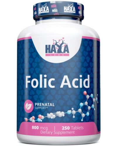 Folic Acid, 800 mcg, 250 таблетки, Haya Labs - 1