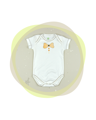Памучно боди с къс ръкав For Babies - Папионка, 68 cm, 3-6 месеца - 1