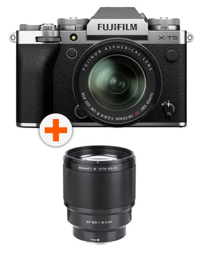 Фотоапарат Fujifilm - X-T5, 18-55mm, Silver + Обектив Viltrox - AF 85mm, F1.8, II XF, FUJIFILM X - 1