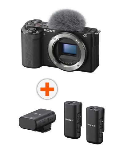 Фотоапарат Sony - ZV-E10, черен + Микрофон Sony ECM-W3 - 1