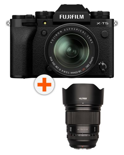 Фотоапарат Fujifilm - X-T5, 18-55mm, Black + Обектив Viltrox - AF, 75mm, f/1.2, за Fuji X-mount - 1