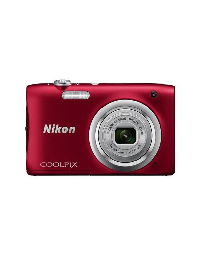 Фотоапарат Nikon Coolpix A100 + Памет SDHC Lexar Premium II 8GB + Калъф Case Logic PSL-16 - червен