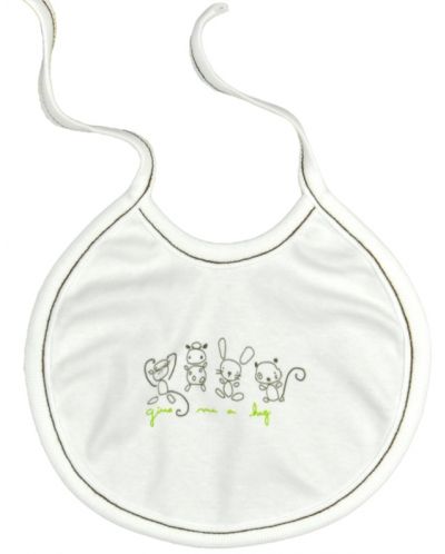 Бебешки лигавник с връзки For Babies - Give me a hug, зелен надпис - 1