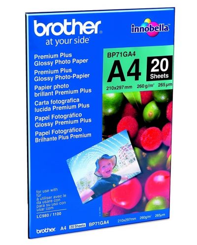 Фотохартия Brother - BP71GA4 Premium Plus Glossy, A4, 20 листа - 1