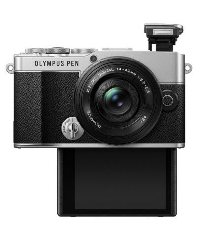 Фотоапарат Olympus - PEN E-P7, Silver, ZD Micro 14-42mm f/3.5-5.6 EZ ED MSC, Black - 5