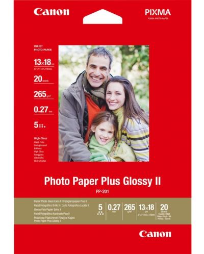 Фотохартия Canon - Plus Glossy II PP-201, 20 листа, 13x18 cm - 1