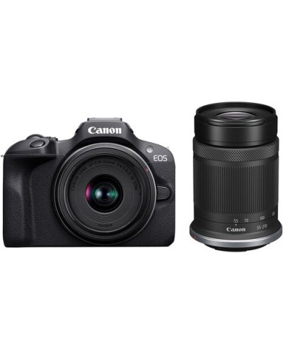 Фотоапарат Canon - EOS R100, RF-S 18-45mm f/4.5-6.3 IS STM, RF-S 55-210mm f/5-7.1 IS STM,Black + Обектив Canon - RF 35mm f/1.8 IS Macro STM - 2