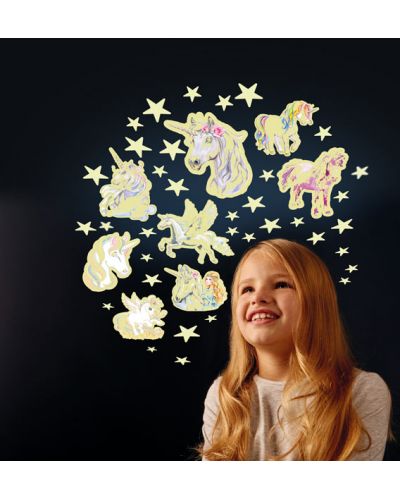 Фосфоресциращи стикери Brainstorm Glow - Звезди и еднорози, 43 броя - 3