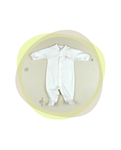 Бебешко гащеризонче с предно закопчаване For Babies - Розово зайче, 3-6 месеца - 1