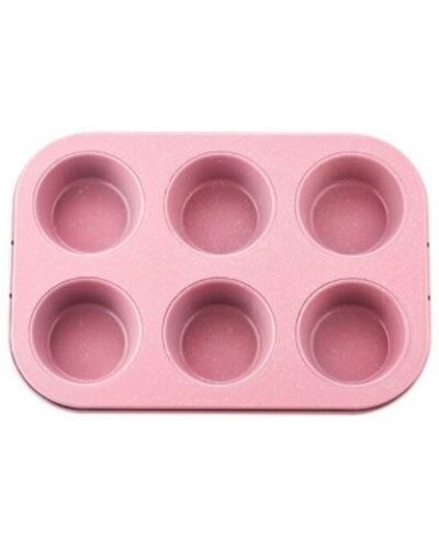 Форма за печене на 6 броя мъфини Morello - Pink, 26.5 х 18.5 cm, розовa - 1