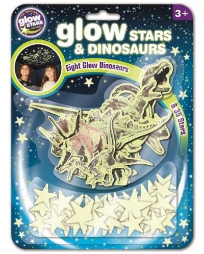 Фосфоресциращи стикери Brainstorm Glow - Звезди и динозаври, 43 броя - 1